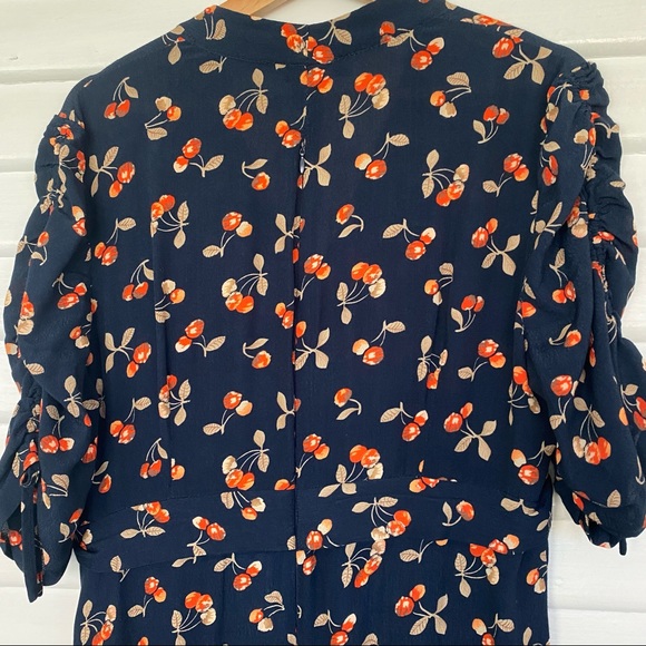 ‘Angel’ Vintage Style Cherry Patterned Navy Dress - Picture 11 of 12